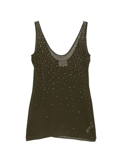 Mc2 Saint Barth Raya Rhinestone-embellished Mini Dress In Green