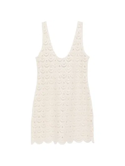 Mc2 Saint Barth Raya Sequin-embellished Crochet-knit Top In Multi