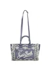 Mc2 Saint Barth Rectangular Blue Tote Bag With Lace-embroidered Edges In Blue