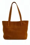 Mc2 Saint Barth Rectangular Suede Tote Bag With Embossed Logo In Brown