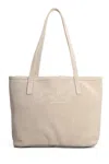 Mc2 Saint Barth Rectangular Suede-texture Tote Bag With Detachable Pouch In Neutral