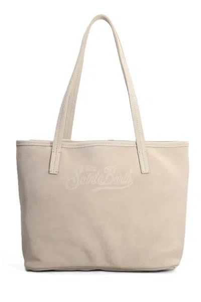 Mc2 Saint Barth Rectangular Suede-texture Tote Bag With Detachable Pouch In Neutral