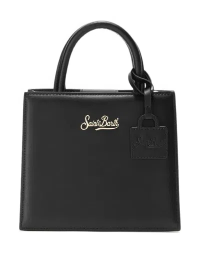 Mc2 Saint Barth Rectangular Top Handle Bag With Detachable Strap And Logo Detail In Black