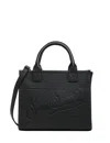 Mc2 Saint Barth Rectangular Tote Bag With Embossed Branding And Adjustable Strap In Black
