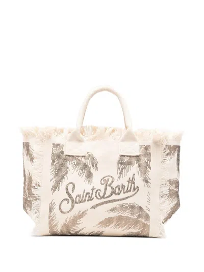 Mc2 Saint Barth Rectangular Tote Bag With Fringed Edge In Multi
