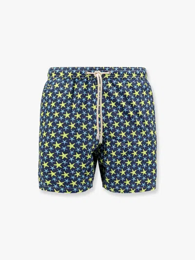 Mc2 Saint Barth Recycled Nylon Swim Trunks With Hitode 6194 Print In Blue