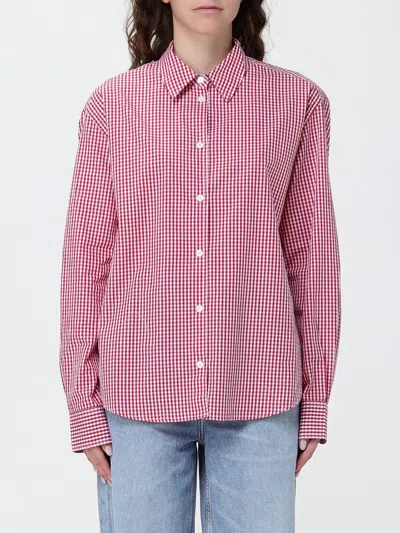 Mc2 Saint Barth Striped Cotton Poplin Shirt In Pink