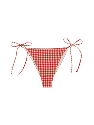 MC2 SAINT BARTH WOMEN RED GINGHAM BIKINI BOTTOM SWIMWEAR, S LUXURY SWIMWEAR FOR WOMEN DARVEYS