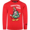 Mc2 Saint Barth Red Sweater For Boy With Mickey Mouse In Red