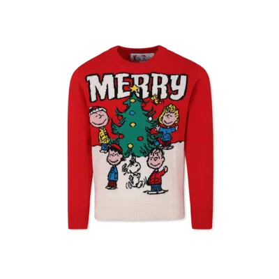 Mc2 Saint Barth Kids' Red Sweater For Boy With Peanuts Print