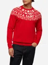 Mc2 Saint Barth Red Sweater Heron With Fair Isle Jacquard And Im Not A Saint Jacquard In Red