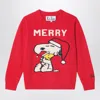 Mc2 Saint Barth Woman Sweater With Snoopy Print Snoopy Peanuts Special Edition In Red