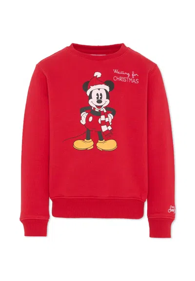 Mc2 Saint Barth Kids' Red Sweatshirt For Boy With Mickey Mouse