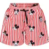MC2 SAINT BARTH RED SWIM SHORTS FOR BOY WITH MICKEY MOUSE PRINT AND LOGO