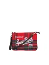 Mc2 Saint Barth Red Tartan Pochette With Logo In Red