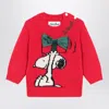 Mc2 Saint Barth Red Wool-blend Sweater With Snoopy In Red