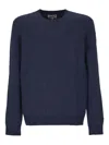Mc2 Saint Barth Crew Neck Long Sleeve Ribbed Sweater In Blue