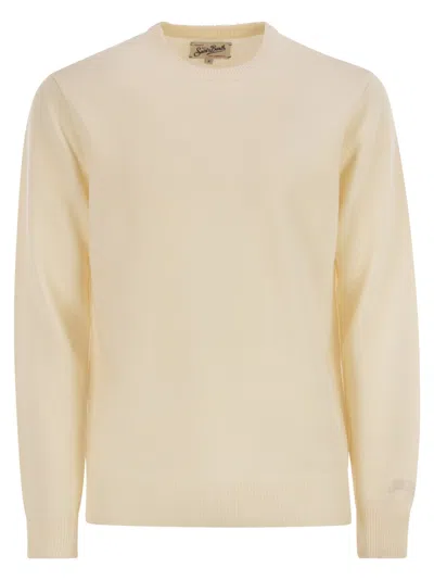 Mc2 Saint Barth Regent Lambswool Crew Neck Jumper In White