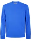 Mc2 Saint Barth Ribbed Cuff Crew Neck Lambswool Sweater In Blue