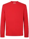 Mc2 Saint Barth Ribbed Cuff Crew Neck Lambswool Sweater In Red