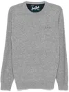 Mc2 Saint Barth Man Crewneck Grey Melange Sweater With St. Barth Embroidery In Grey