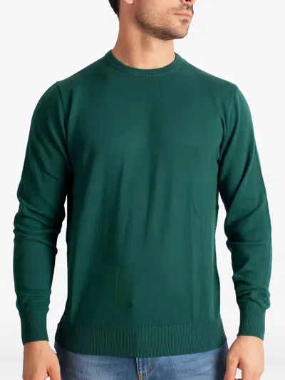 Mc2 Saint Barth Ribbed Crew Neck Long Sleeve Sweater In Green