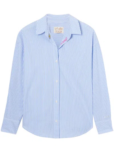 Mc2 Saint Barth Relaxed Fit Seersucker Stripe Shirt In Blue