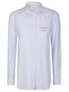 Mc2 Saint Barth Relaxed-fit Stripe Print Shirt With Snoopy Collaboration In Blue