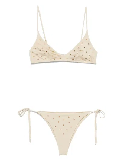 Mc2 Saint Barth Rhinestone-embellished Bikini In Neutral