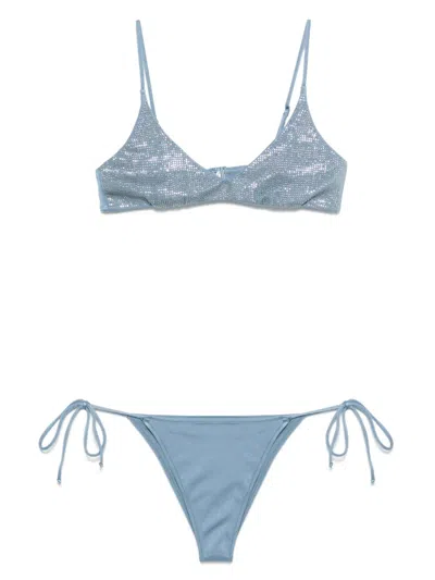Mc2 Saint Barth Rhinestone-embellished Bikini In Gray