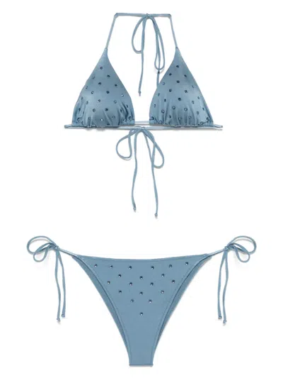 Mc2 Saint Barth Rhinestone-embellished Bikini Set In Blue