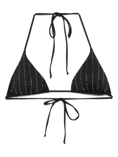 Mc2 Saint Barth Rhinestone-embellished Bikini Top In Black