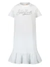 Mc2 Saint Barth Rhinestone-embellished Ruffled Dress In White