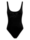 Mc2 Saint Barth Rhinestone-embellished Swimsuit In Black