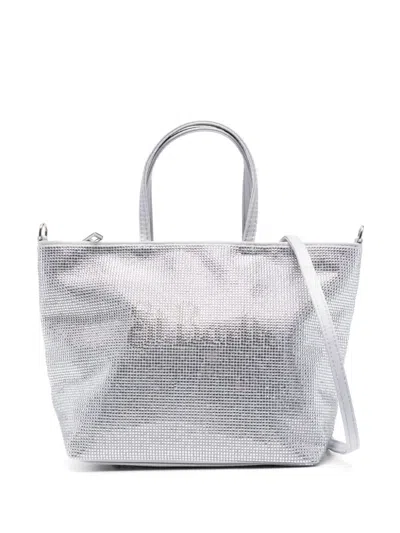 Mc2 Saint Barth Kids' Rhinestone-embellished Tote Bag In Silver