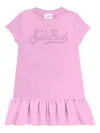 Mc2 Saint Barth Rhinestone-embellishment Ruffle-hem Dress In Pink