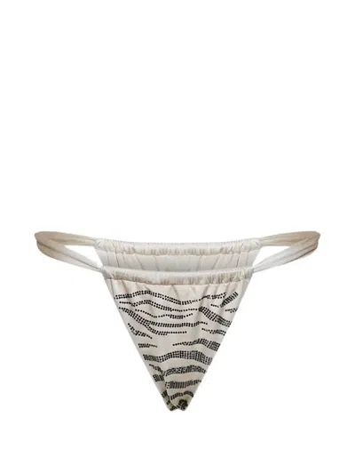 Mc2 Saint Barth Rhinestone Zebra-pattern Bikini Bottoms In Multi