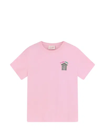 Mc2 Saint Barth Rhinestone-embellished Motif T-shirt In Pink