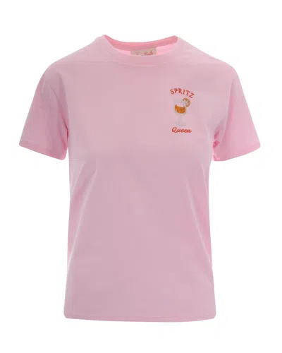 Mc2 Saint Barth Rhinestone-embellished Spritz Queen T-shirt In Pink