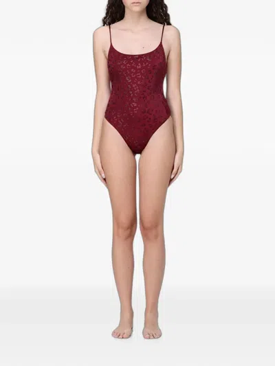 Mc2 Saint Barth Rhinestone-embellished Swimsuit In Brown