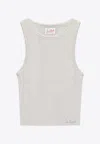 Mc2 Saint Barth Rib Knit Crewneck Tank Top In Cream