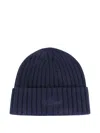 Mc2 Saint Barth Ribbed Beanie Hat In Black
