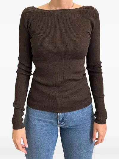 Mc2 Saint Barth Ribbed Boat-neck Sweater In Brown