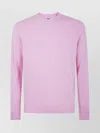 Mc2 Saint Barth Ribbed Cuff Crew Neck Lambswool Sweater In Pink