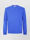 Mc2 Saint Barth Ribbed Cuff Crew Neck Lambswool Sweater In Blue