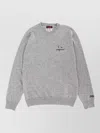 Mc2 Saint Barth Ribbed Cuff Crew Neck Sweater With Embroidery In Gray