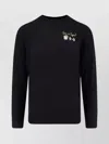 Mc2 Saint Barth Ribbed Cuff Crew Neck Sweatshirt With Embroidery In Black