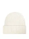Mc2 Saint Barth Off-white Ribbed Wool Wengen Beanie In Brown