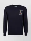 Mc2 Saint Barth Ribbed Hem And Cuffs Graphic Embroidered Sweatshirt In Blue