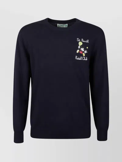 MC2 SAINT BARTH RIBBED HEM AND CUFFS GRAPHIC EMBROIDERED SWEATSHIRT